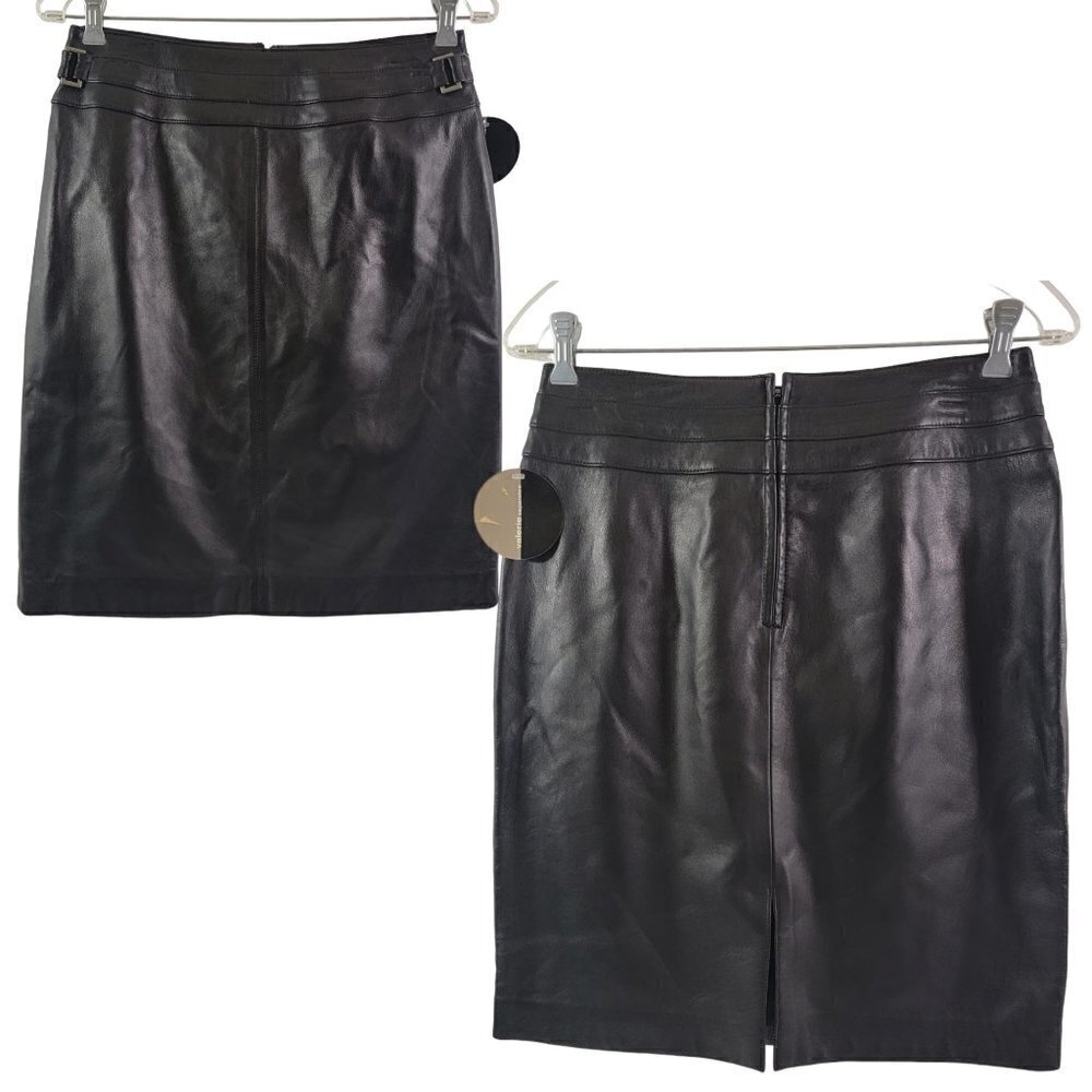Valerie Separates Women’s Size 6 Slip Lined Black Leather Skirt – NWT